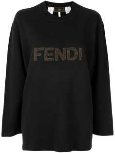 Fendi Pre-Owned толстовка с нашивкой-логотипом