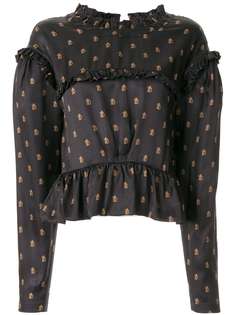 Preen By Thornton Bregazzi блузка с оборками и монограммой