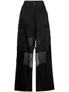 Sacai брюки широкого кроя со вставками
