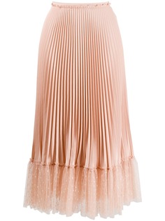 RedValentino плиссированная юбка со вставкой из тюля