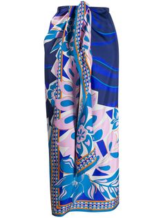 Emilio Pucci юбка с абстрактным принтом и узлом на талии