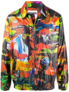 Moschino куртка на молнии с абстрактным принтом