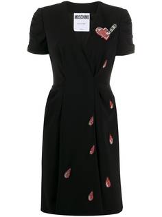 Moschino декорированное платье с V-образным вырезом