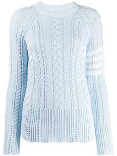 Thom Browne вязаный джемпер Aran с полосками 4-Bar