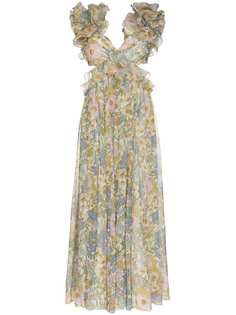 Zimmermann вечернее платье с цветочным принтом и оборками