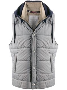 Brunello Cucinelli дутый жилет с капюшоном