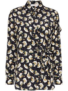 Chloé блузка с цветочным принтом и завязками