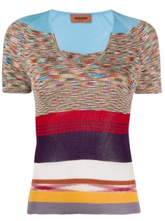 Missoni трикотажный топ в стиле колор-блок с V-образным вырезом