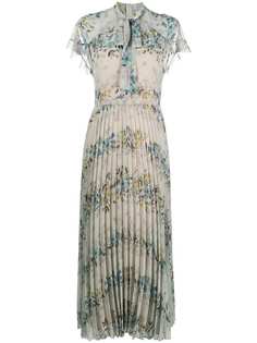 RedValentino платье с цветочным принтом и плиссировкой