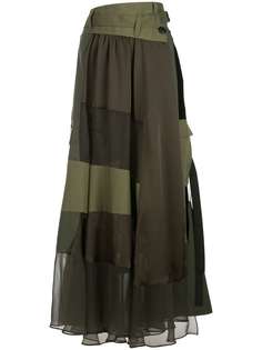 Sacai юбка с завышенной талией и контрастными вставками