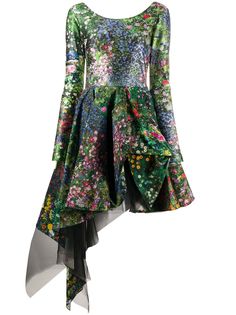 Natasha Zinko расклешенное платье асимметричного кроя с цветочным принтом