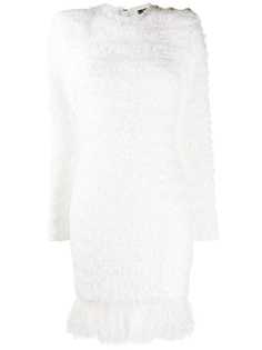 Balmain трикотажное платье с бахромой