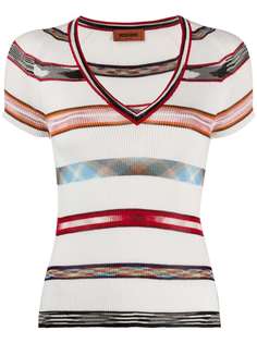 Missoni трикотажный топ в полоску с V-образным вырезом