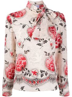 RedValentino блузка с завязками на воротнике и цветочным принтом