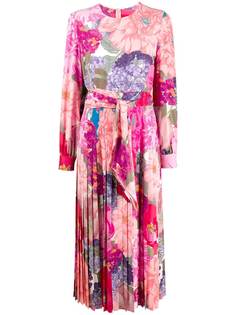 Valentino плиссированное платье с цветочным принтом
