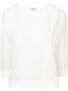 Saint Laurent блузка с кружевными вставками