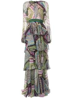 Dsquared2 многослойное платье макси с цветочным принтом