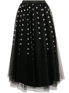 RedValentino юбка миди из тюля с цветочным узором