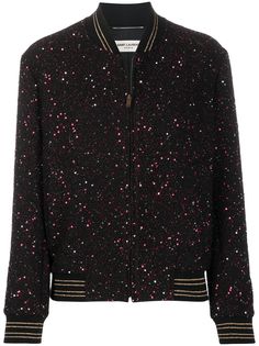 Saint Laurent куртка-бомбер с пайетками