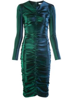 AREA платье с эффектом металлик и сборками