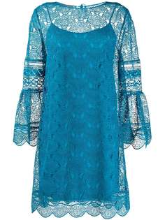Alberta Ferretti многослойное кружевное платье с вышивкой