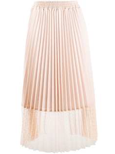 RedValentino плиссированная юбка миди с тюлем пуэн-деспри