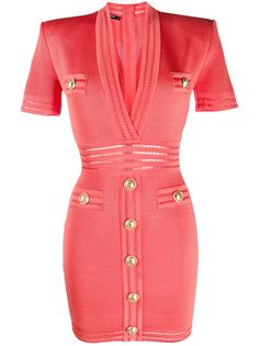 Balmain платье с короткими рукавами и V-образным вырезом