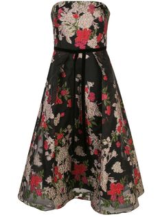 Marchesa Notte платье из ткани филькупе с цветочным принтом