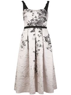 Marchesa Notte платье с цветочным принтом и складками
