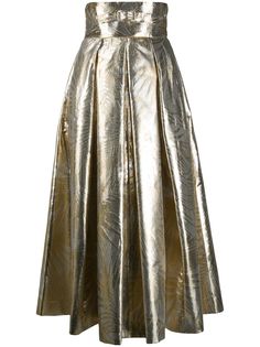 Sara Battaglia юбка с завышенной талией и эффектом металлик