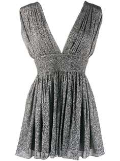 Saint Laurent плиссированное платье мини с эффектом металлик