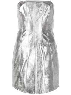 David Koma платье без бретелей с эффектом металлик