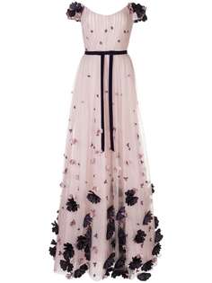 Marchesa Notte платье с цветочной аппликацией