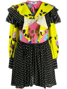 MSGM платье с оборками и принтом