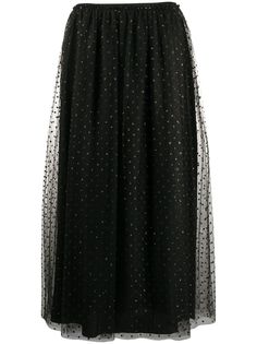 RedValentino плиссированная юбка с тюлем пуэн-деспри