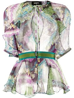 Dsquared2 шифоновая блузка с цветочным принтом и баской