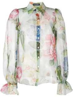 Dolce & Gabbana прозрачная рубашка с цветочным принтом