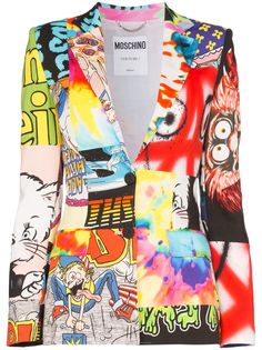Moschino блейзер в технике пэчворк с принтом