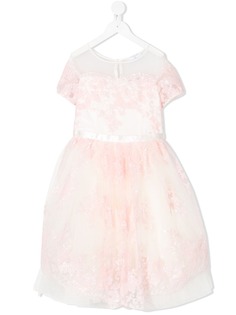 Monnalisa платье из тюля с цветочной вышивкой