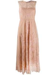RedValentino платье Point dEsprit с цветочной вышивкой
