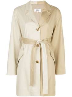 Mm6 Maison Margiela двухцветное пальто с поясом
