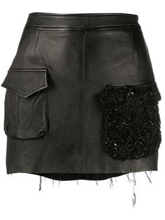Almaz юбка мини с вышивкой бисером на кармане Алмаз