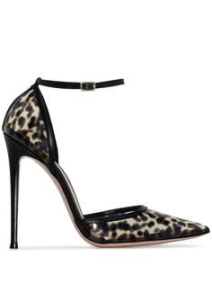 Gianvito Rossi туфли Plexi 110 с леопардовым принтом