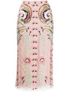 Temperley London юбка узкого кроя с цветочной вышивкой