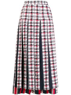 Thom Browne твидовая плиссированная юбка в клетку