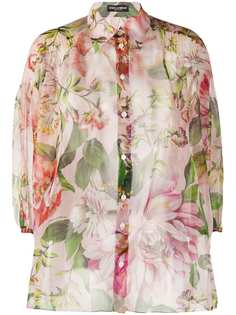 Dolce & Gabbana полупрозрачная рубашка с цветочным принтом