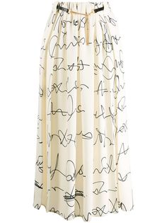 Victoria Beckham юбка миди с поясом и принтом