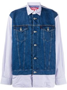 Junya Watanabe MAN рубашка с джинсовой вставкой
