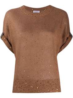Brunello Cucinelli трикотажный топ с пайетками