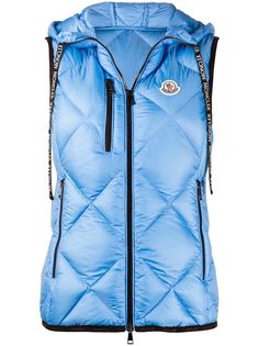 Moncler стеганый жилет с капюшоном и нашивкой-логотипом